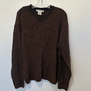 Knightsbridge vintage Structure Dark Brown V-Neck Sweater men’s XL pull over